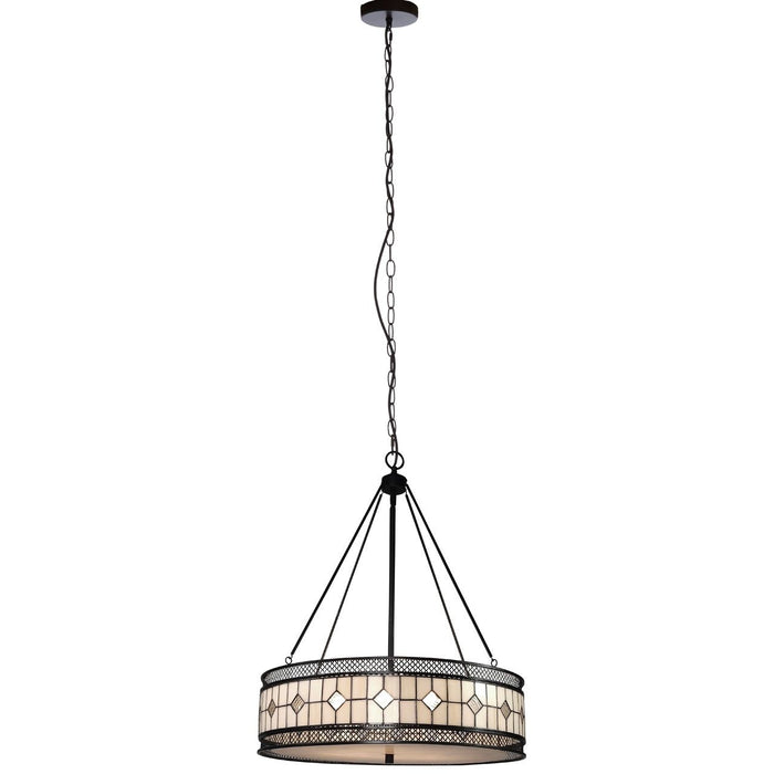 Waldorf Diamond Glass Ceiling Pendant Light In Bronze