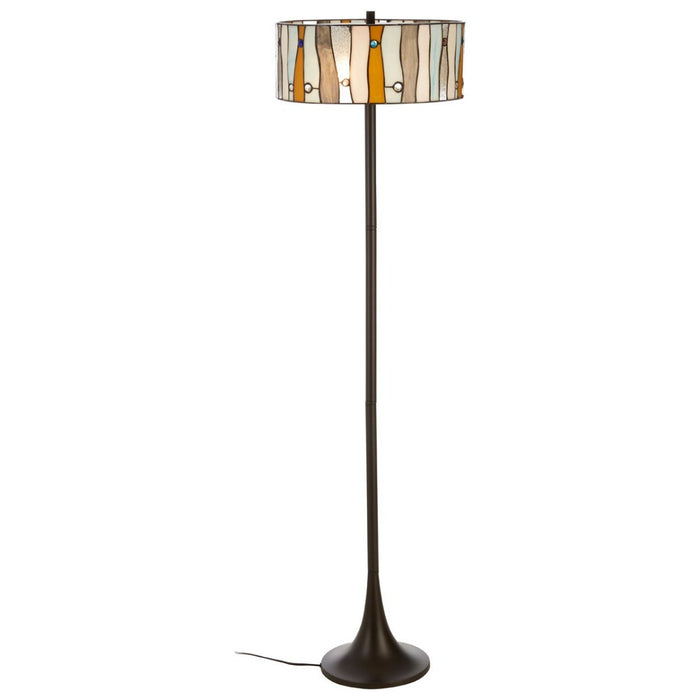 Waldorf Jewel Glass Shade Floor Lamp In Bronze With Metal Base