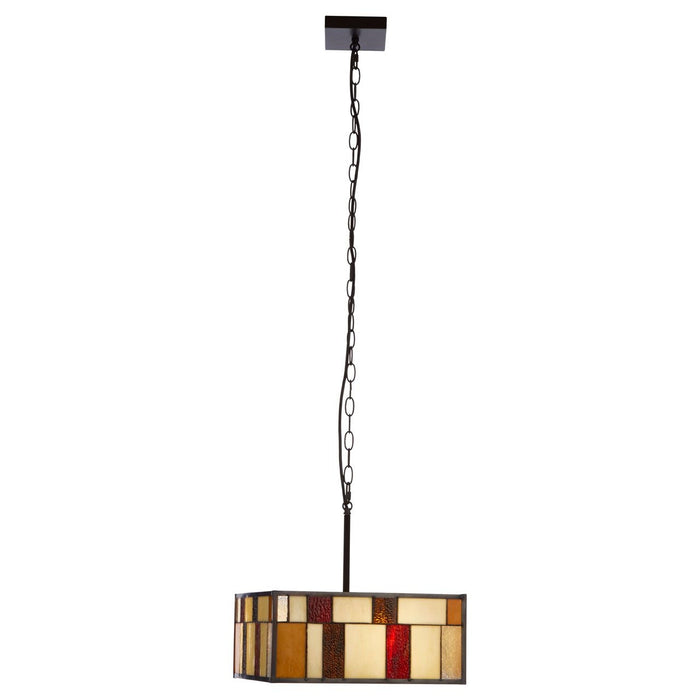 Waldorf Square Glass Ceiling Pendant Light In Bronze