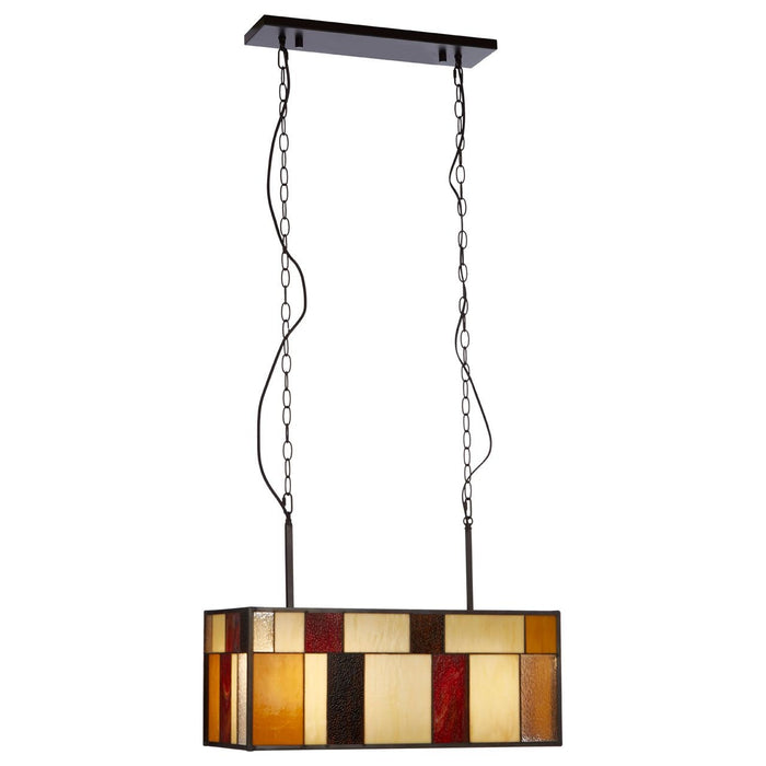 Waldorf Rectangular Glass Ceiling Pendant Light In Bronze