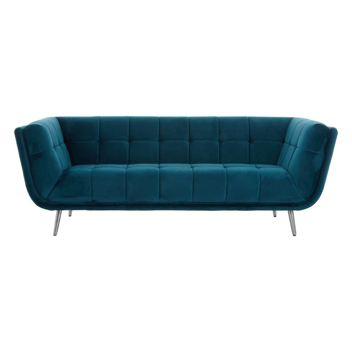 Sabine Polyester Fabric 3 Seater Sofa In Teal