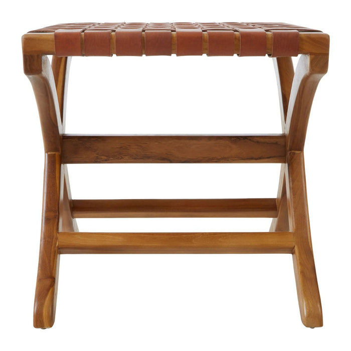 Kendari Natural Teak Wood Stool In Brown