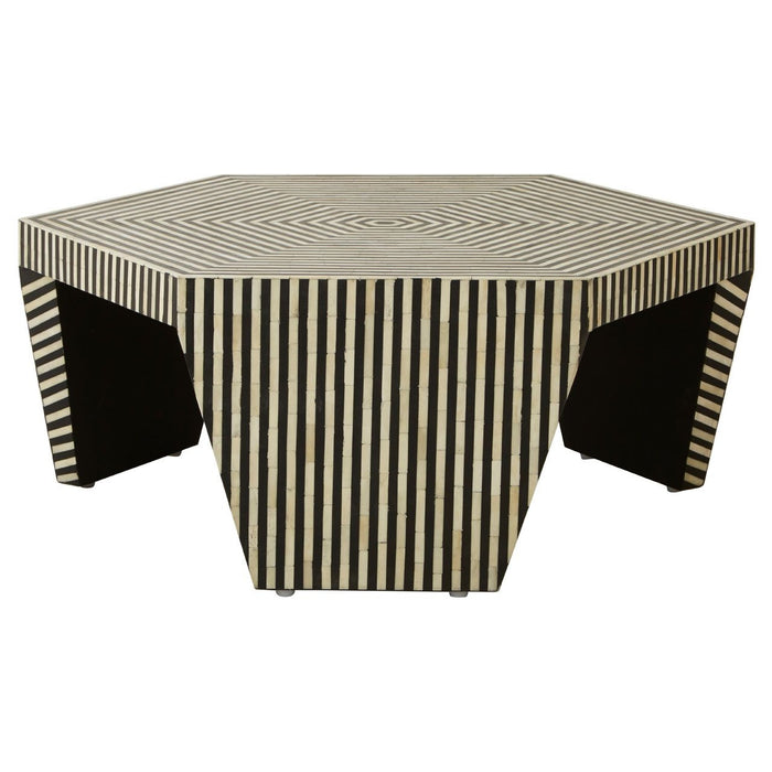 Fusion Hexagon Wooden Coffee Table In Buffalo Bone