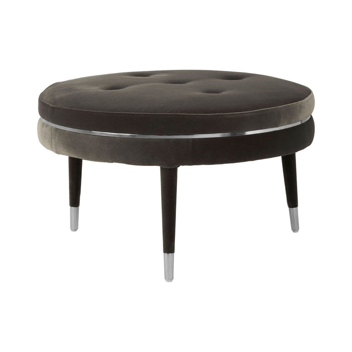 Manhattan Round Velvet Footstool In Black