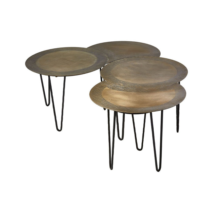 Rany Metal Set Of 4 Coffee Tables In Brass