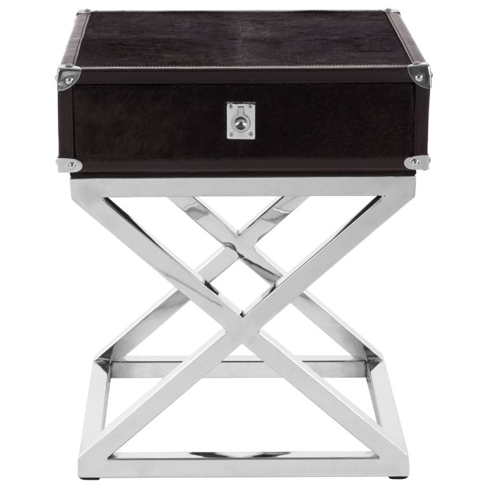 Ianto Wooden Side Table In Black With Cross Legs