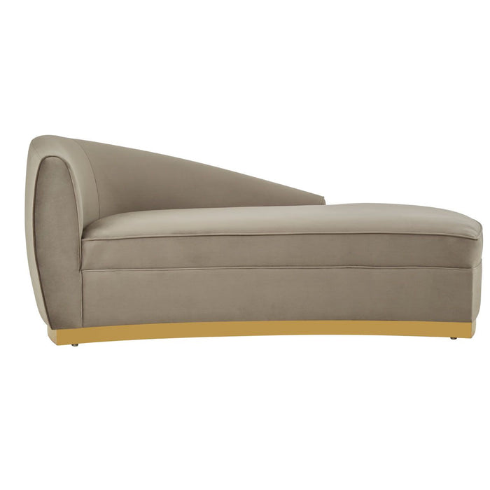 Batix Left Arm Polyester Velvet Chaise Longue Chair In Grey