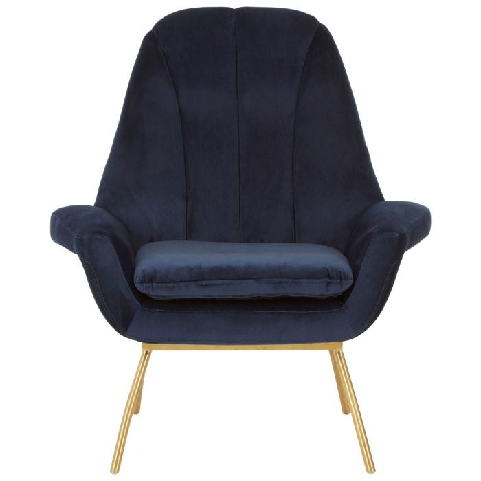 Billi Velvet Upholstered Armchair In Blue