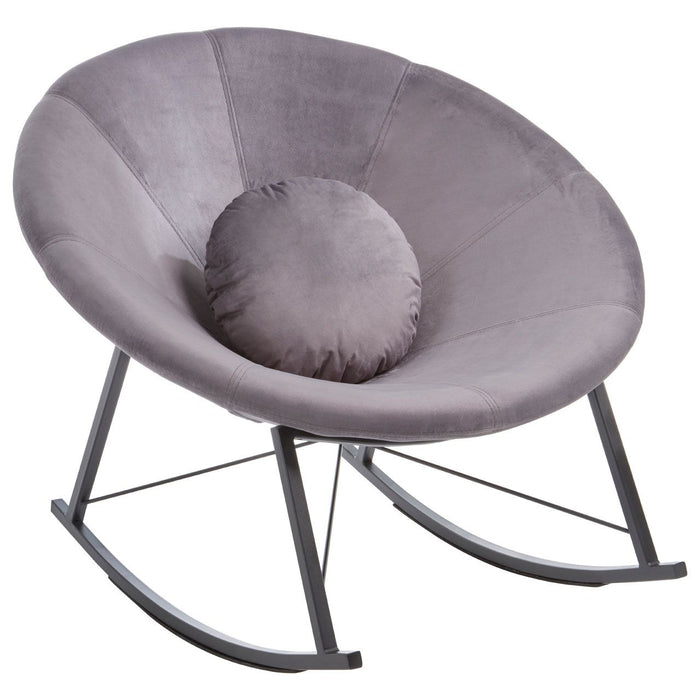 Arto Velvet Rocking Chair In Grey