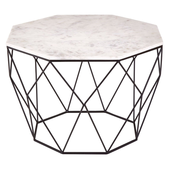 Shalimar Octagon Marble Coffee Table With Matte Black Metal Frame