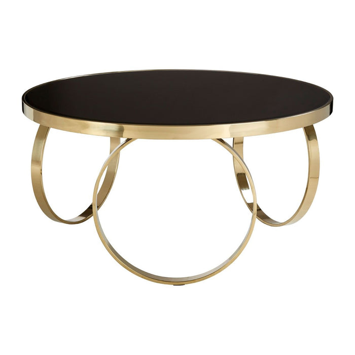 Ragusa Large Round Coffee Table In Black High Gloss With Gold Base