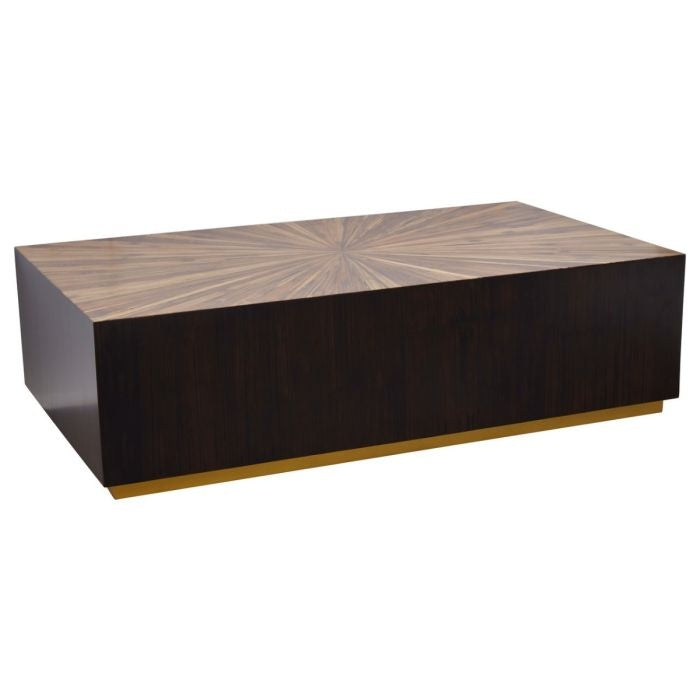 Gareth Rectangular Wooden Side Table In Dark Brown With Gold Steel Base