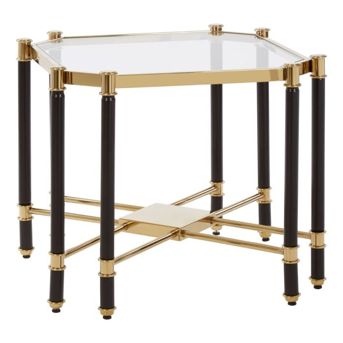 Altay Clear Glass End Table With Champagne Frame