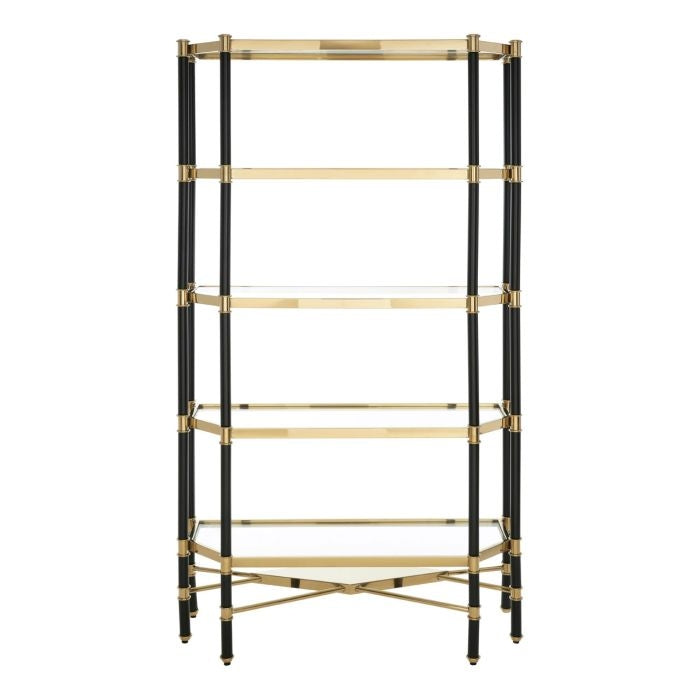 Altay Clear Glass Bookcase With 5 Shelves In Champagne Frame