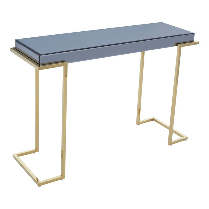 Kaso Grey Glass Console Table With Gold Stainless Steel Base