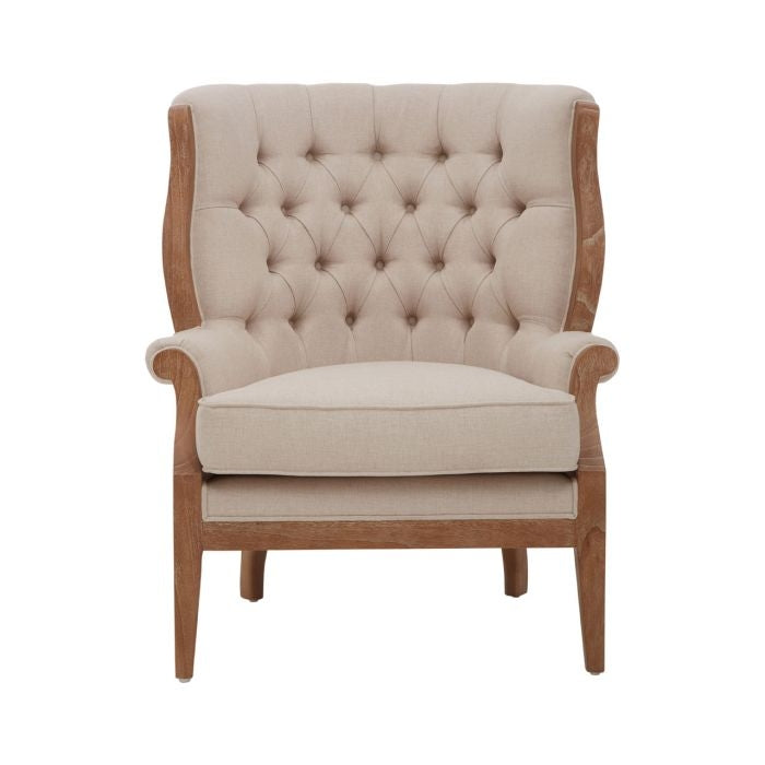 Cabra Cream Fabric Upholstered Armchair With Straight Legs