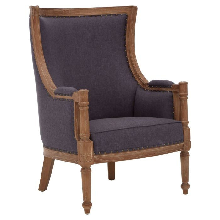 Cabra Graphite Fabric Upholstered Armchair With Sweeping Arms