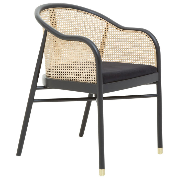 Corso Cane Rattan Wooden Bedroom Chair In Black