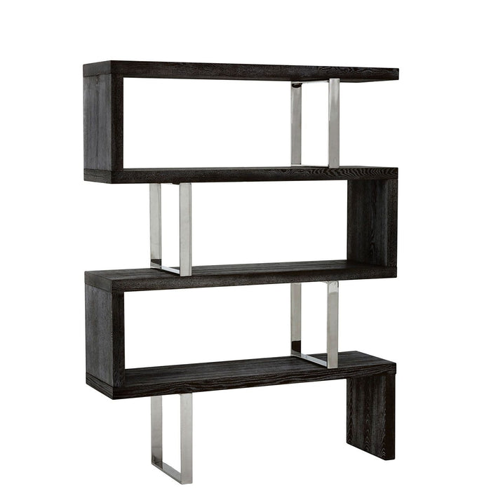 Ulmus Wooden 4 Tiers Bookshelf In Black Metal Frame