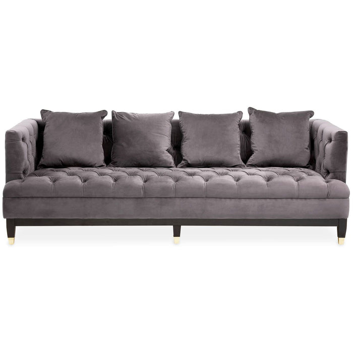 Sefira Fabric 3 Seater Sofa In Viola Pirate Grey With Wooden Legs