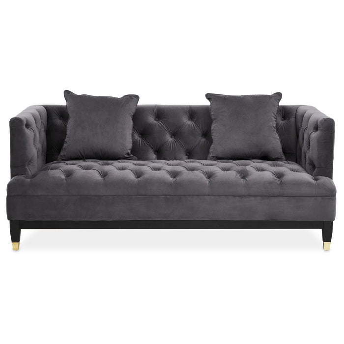 Sefira Fabric 2 Seater Sofa In Viola Pirate Grey With Wooden Legs