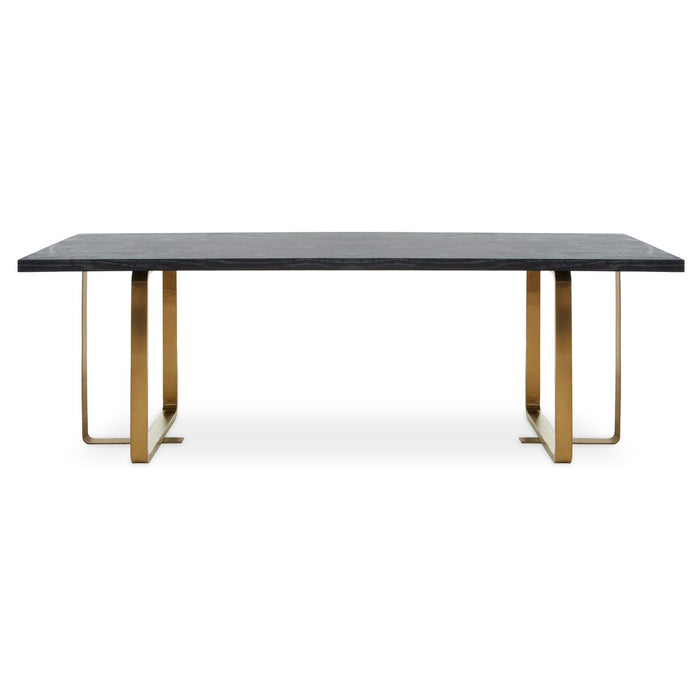 Lena Wooden Dining Table In Black And Grey With Gold Metal Legs