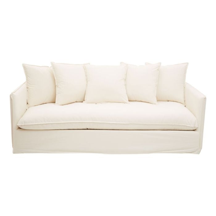 Alnwick Fabric 3 Seater Sofa With Cushions In Cream