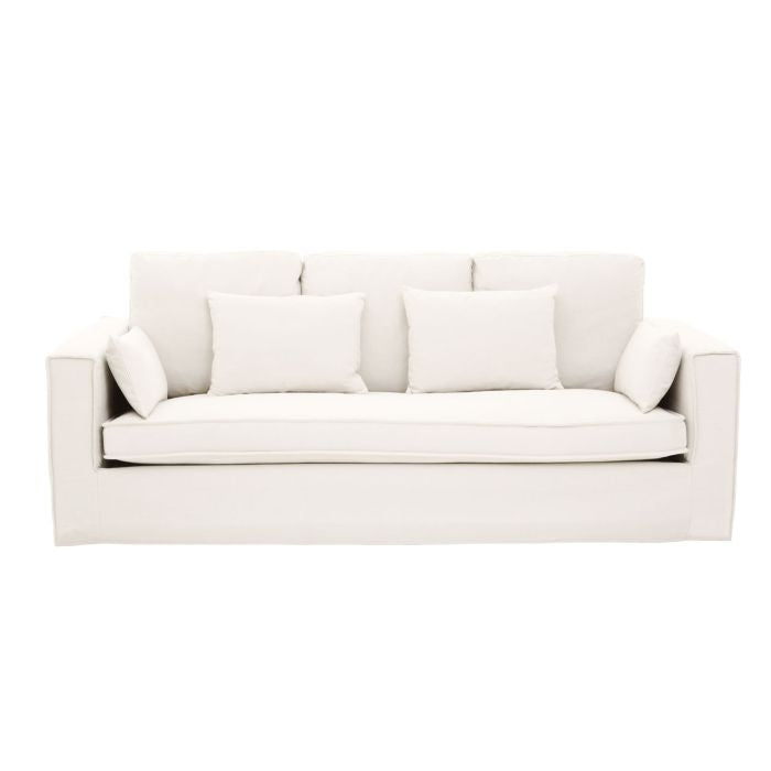 Madera Fabric 3 Seater Sofa With Cushions In Cream