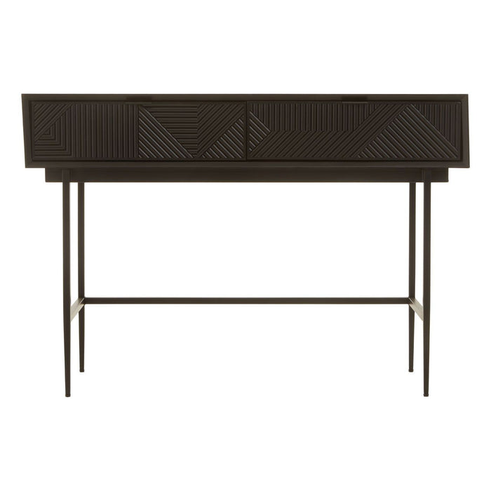 Jakara Wooden Console Table In Black With 2 Drawers