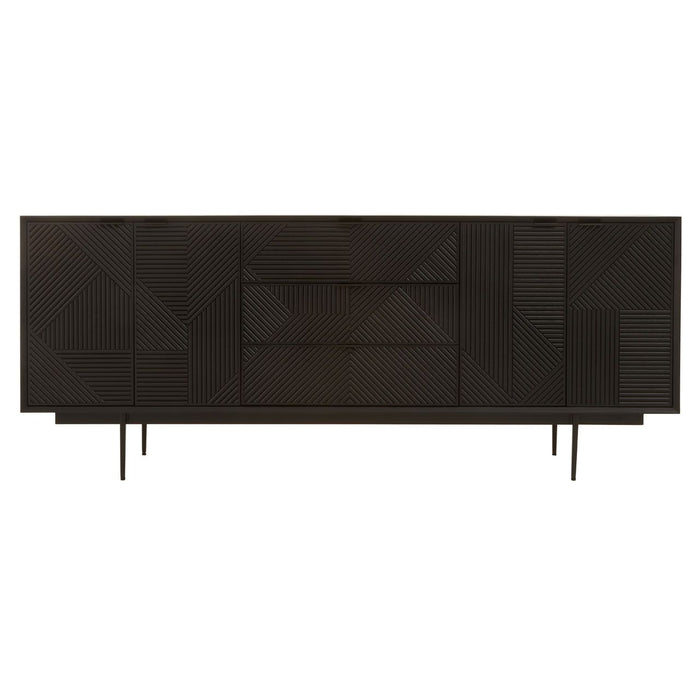 Jakara Wooden Sideboard In Black With 4 Doors And 3 Drawers