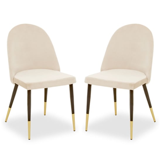 Gilden White Velvet Dining Chairs In Pair