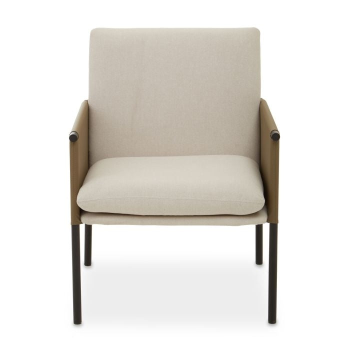 Gilden Fabric Upholstered Dining Chair In White With Straight Legs