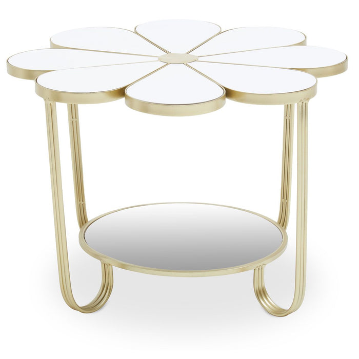 Jodie White Top Petal Shape Coffee Table With Gold Frame