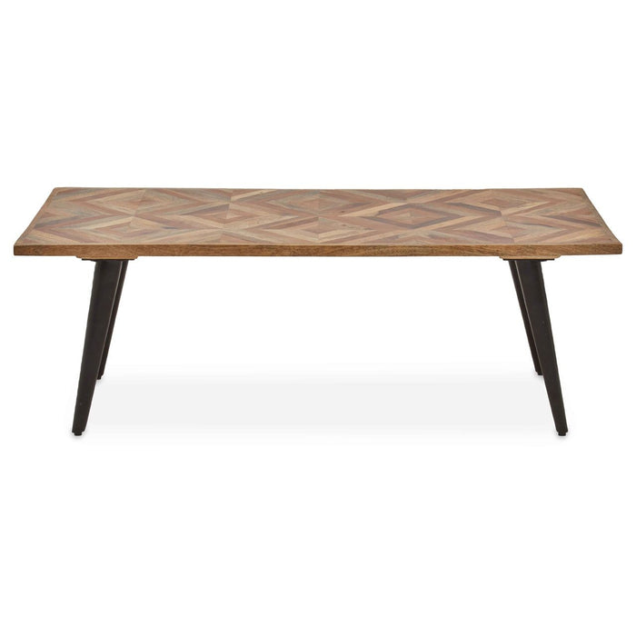 Boho Mango Wood Coffee Table In Natural With Black Metal Legs