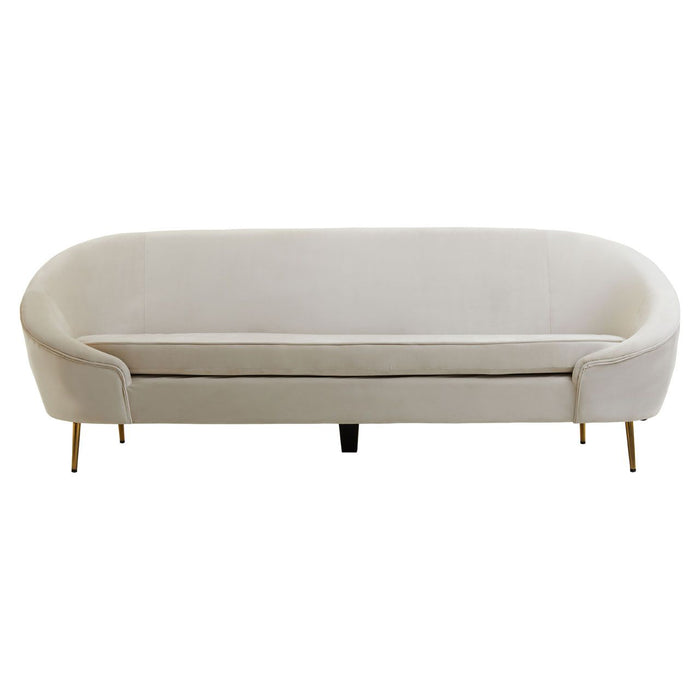 Yasmeen Velvet 3 Seater Sofa In Beige With Gold Metal Legs