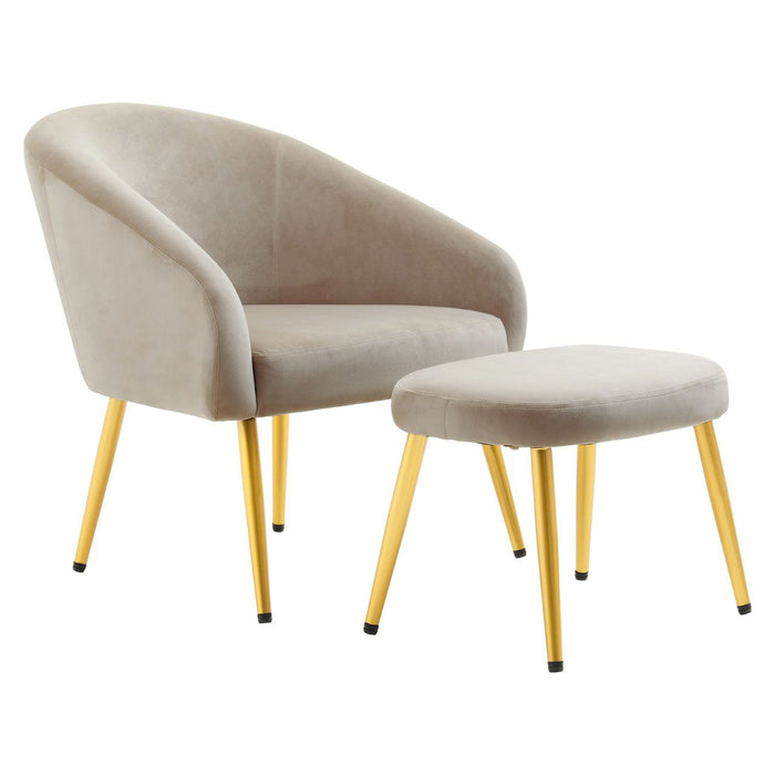 Yasmeen Velvet Armchair And Footstool In Mink