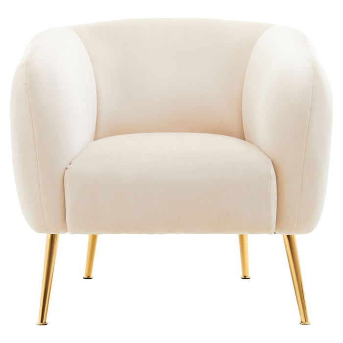 Yasmeen Velvet Armchair In Dark Beige With Gold Metal Legs