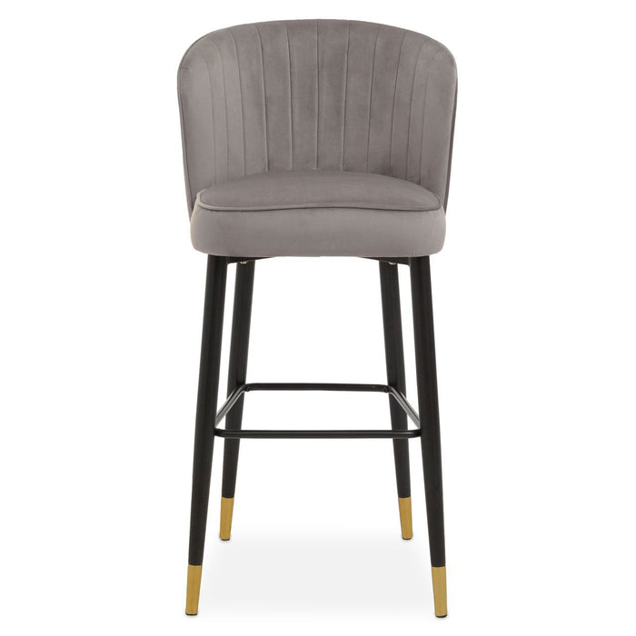 Vieste Velvet Bar Chair In Grey With Tapered Black Legs