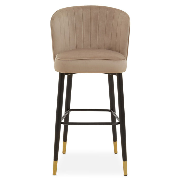 Vieste Velvet Bar Chair In Mink With Tapered Black Legs