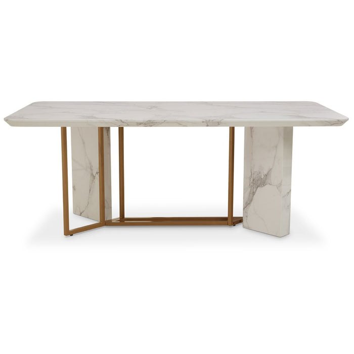 Vieste Rectangular Wooden Dining Table In White Marble Effect