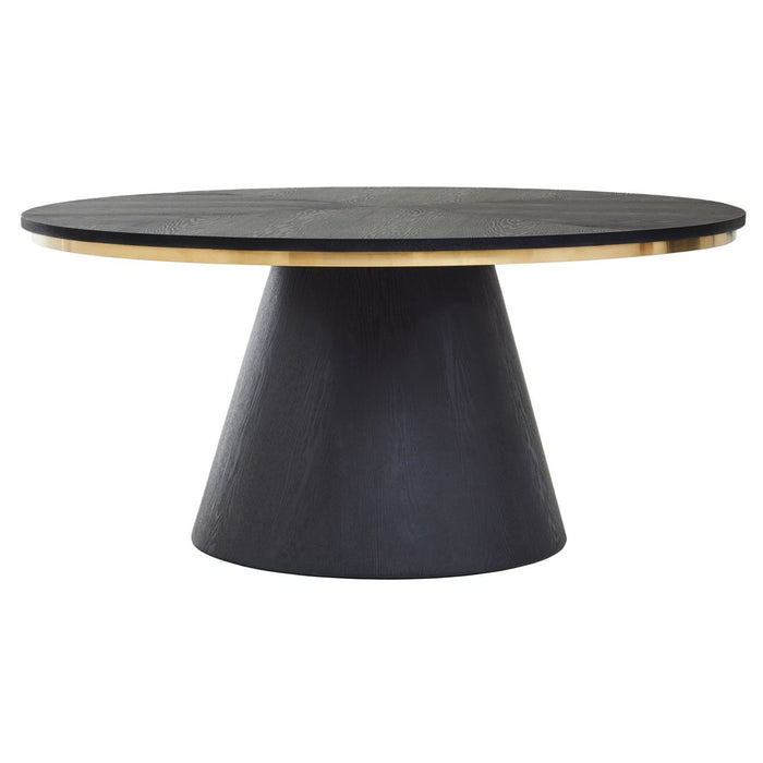 Turin Round Wooded Dining Table In Matte Black