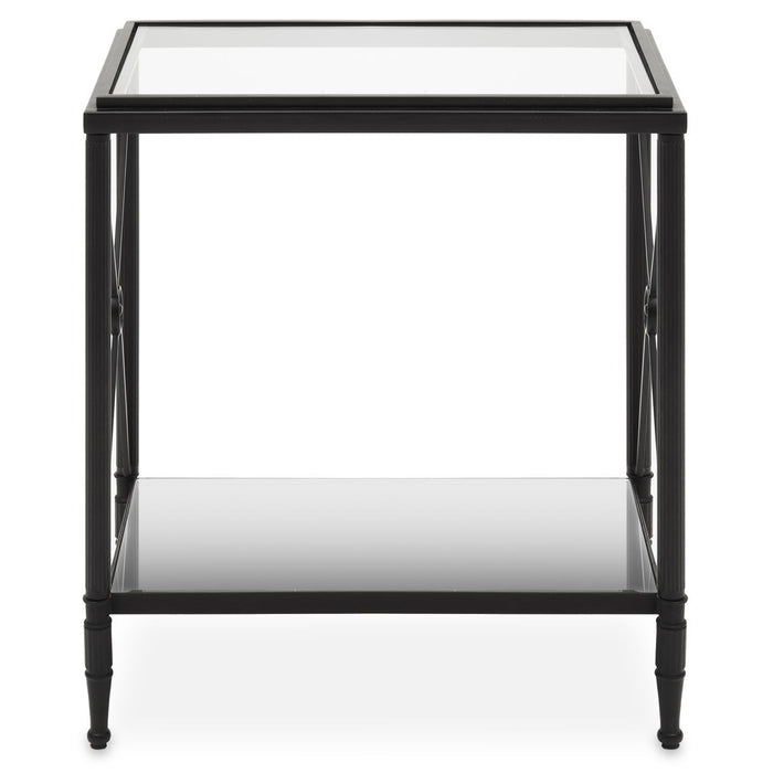 Axis Rectangular Glass Side Table In Black Metal Frame