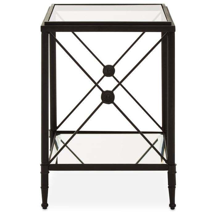 Axis Square Glass Side Table In Black Metal Frame