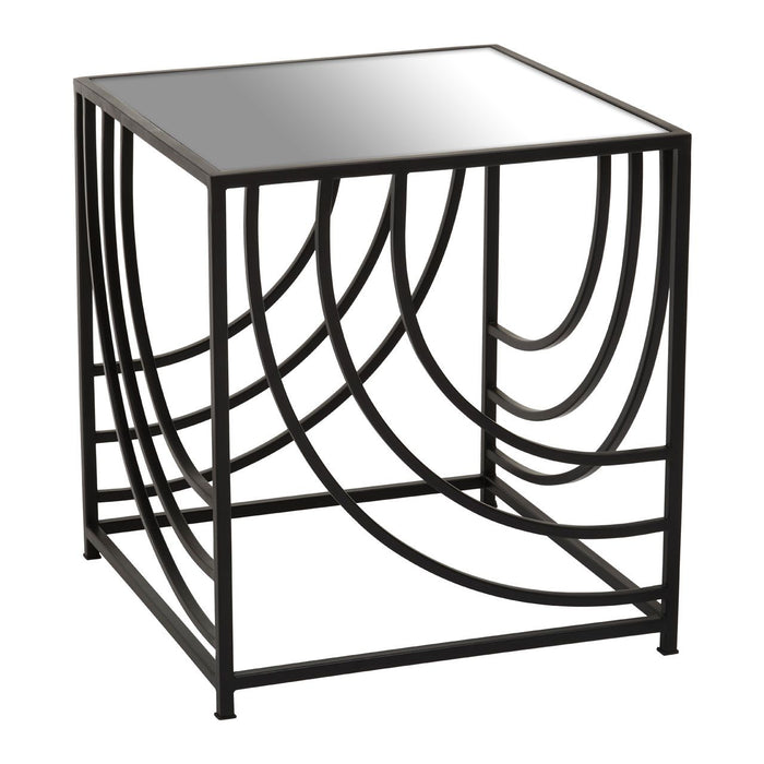 Logan Mirrored Glass Side Table With Open Metal Frame