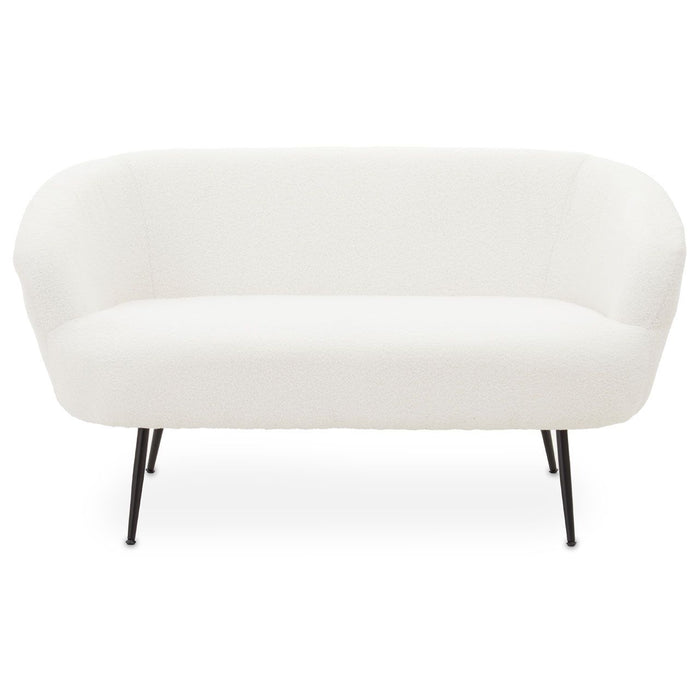 Yazmin Fabric 2 Seater Sofa In Plush White With Black Legs