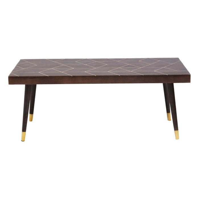 Naro Mango Wood Coffee Table In Brown With Gold Top Legs