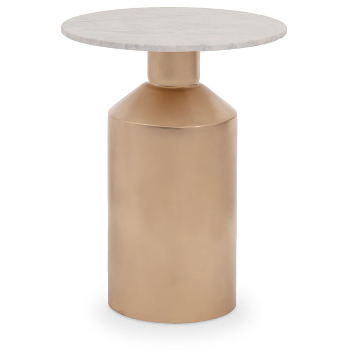 Amira Carrara Marble Top Side Table With Gold Metal Base