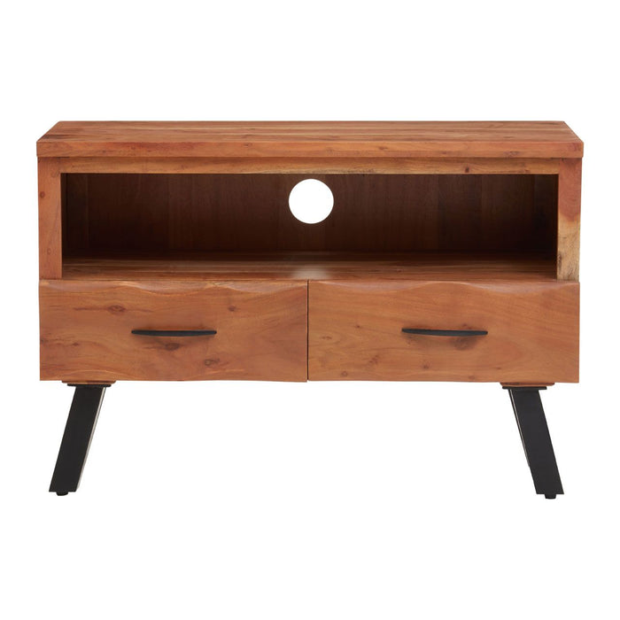 Nashik Acacia Wooden TV Stand In Acacia With 2 Drawers