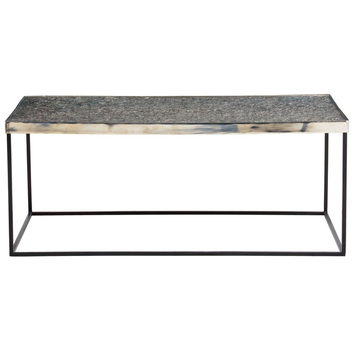 Akola Glass Top Coffee Table In Silver With Sturdy Black Aluminium Frame