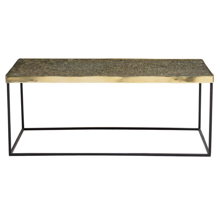 Akola Glass Top Coffee Table In Gold With Sturdy Black Aluminium Frame